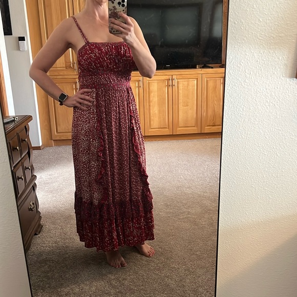 Free People - Red Floral Print Maxi Dress - Picture 3 of 4